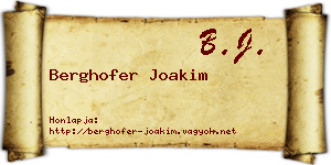 Berghofer Joakim névjegykártya